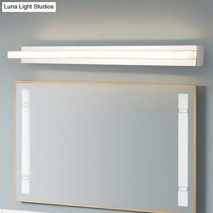 Modern chrome rectangular led sconce bathroom wall light with sleek white finish and minimalist design