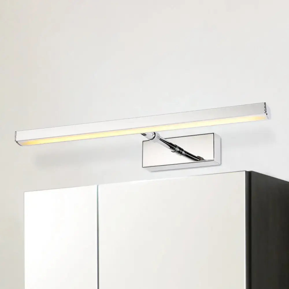 Modern chrome rectangular led wall light with sleek minimalist design and warm led illumination for bedroom use