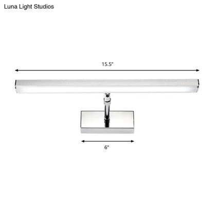 Modern chrome rectangular led wall light with sleek design measuring 15.5 by 6 inches for bedroom sconce use