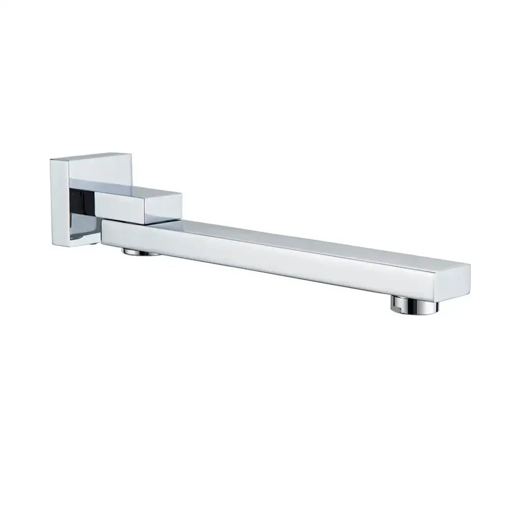 Modern chrome rectangular wall mounted faucet with sleek angular geometric design and chrome finish for bathroom use