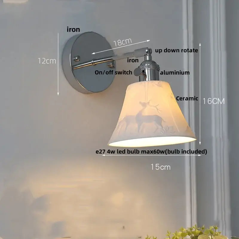 Modern chrome ribbed clear glass wall lamp with polished iron and aluminum frame and ceramic lampshade decorbites clear glass