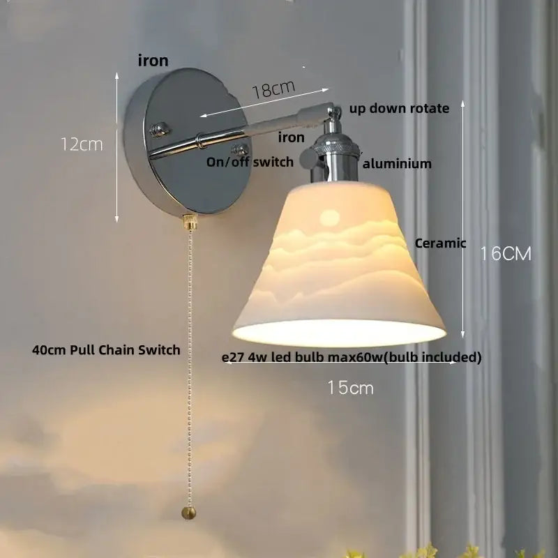 Modern chrome ribbed clear glass wall lamp with ceramic shade featuring cloud and sun motifs for dining room decorbites clear glass