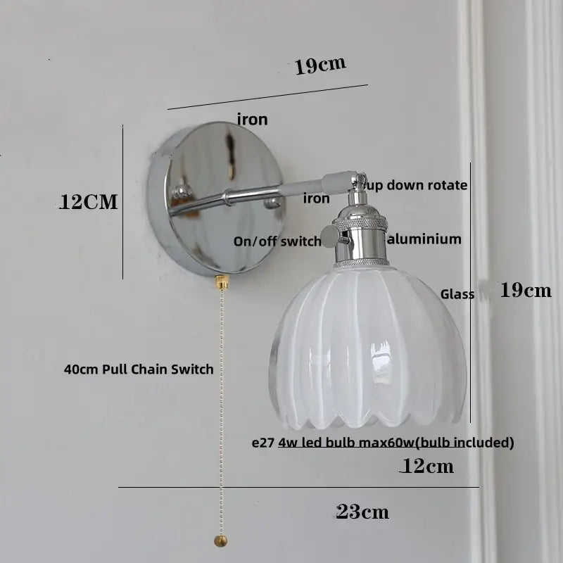 Modern chrome ribbed clear glass wall lamp with frosted shade and chrome iron bracket for dining room decorbites clear glass
