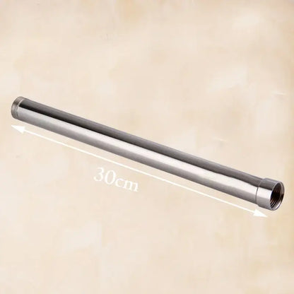 Modern chrome 30cm stainless steel shower extension tube bar with threaded ends for bathroom faucet accessory
