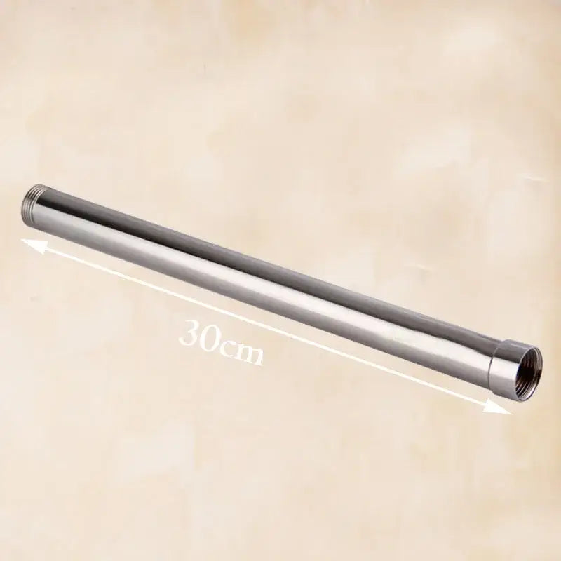 Modern chrome 30cm stainless steel shower extension tube bar with threaded ends for bathroom faucet accessory