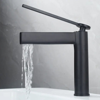 Modern chrome decorbites basin faucet with black matte finish waterfall spout and single handle for bathroom sink mixer