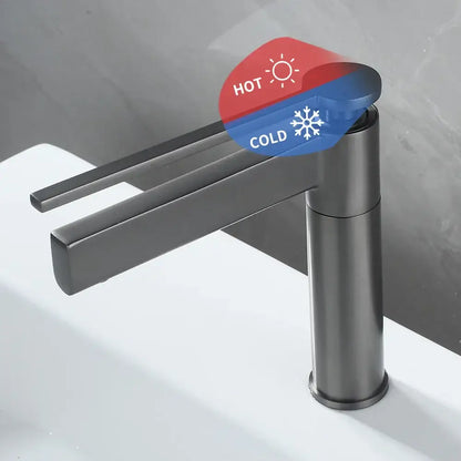 Modern matte black basin faucet with dual handles for hot and cold water control by decorbites basin faucet