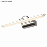 Modern chrome stainless steel bathroom led vanity light with sleek rectangular design and soft white steel bathroom led illumination