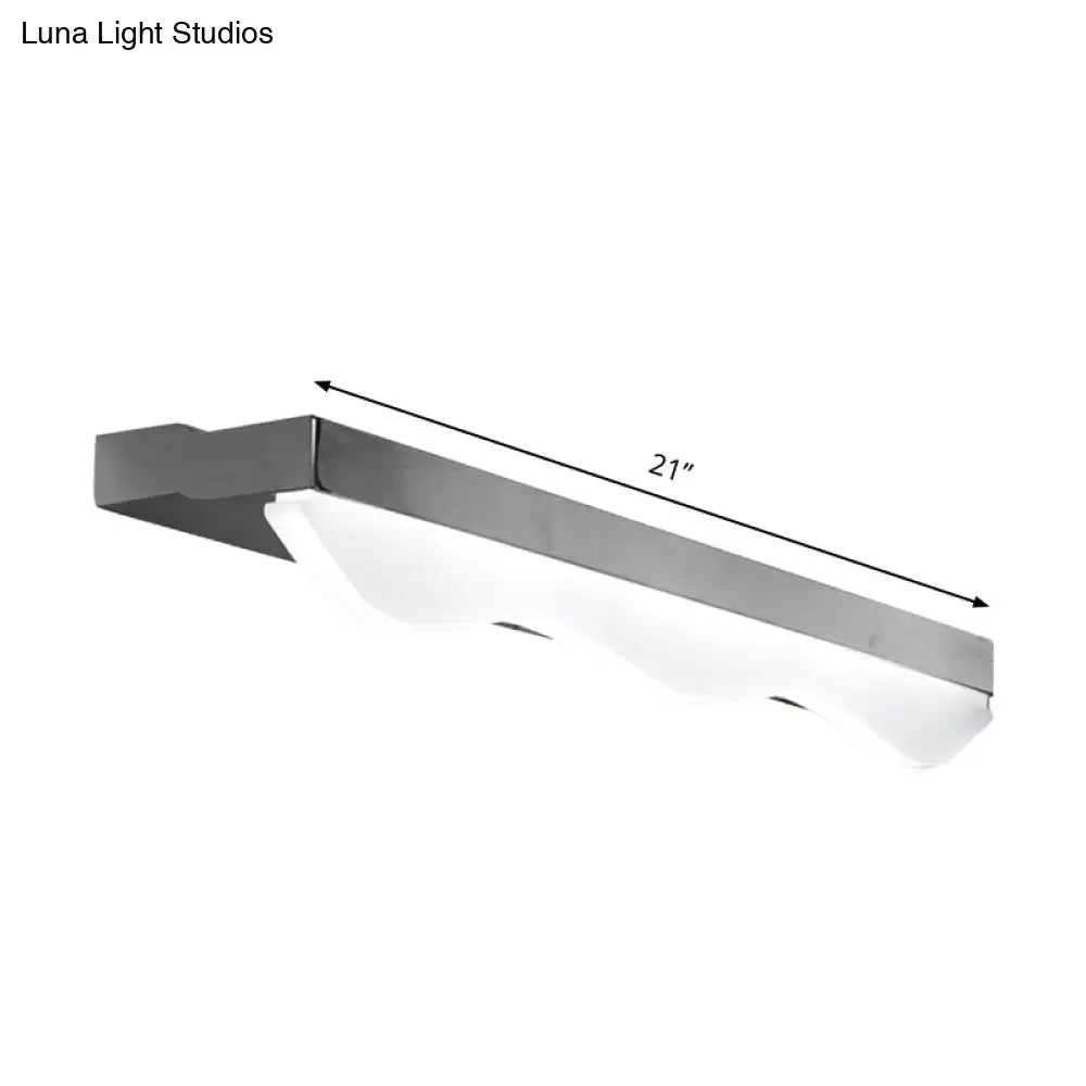 Modern chrome stainless steel vanity light with 21-inch linear design and soft white diffuser for bathroom wall sconce