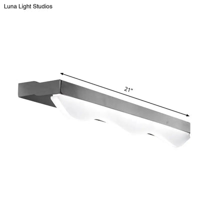Modern chrome stainless steel vanity light with 21-inch linear design and soft white diffuser for bathroom wall sconce