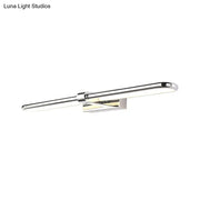 Modern chrome stainless steel wall lamp with acrylic oval shade and integrated led strip for bathroom vanity lighting