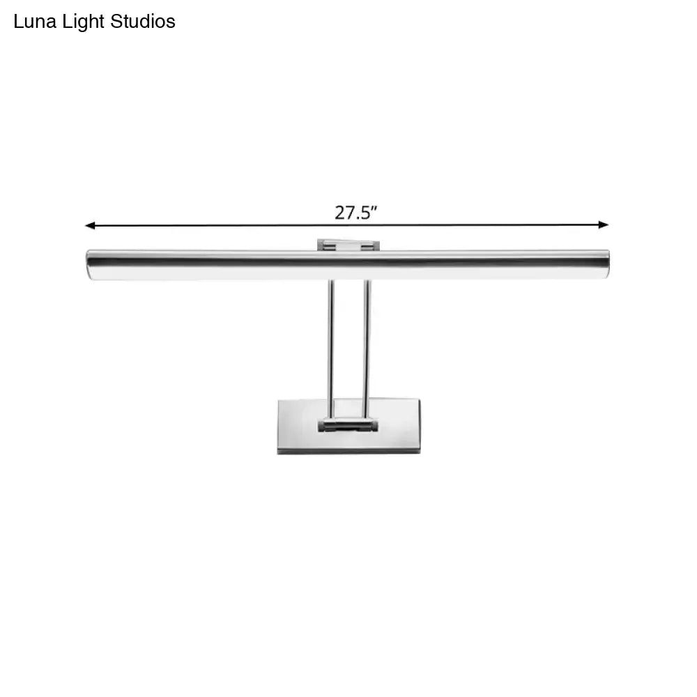 Modern chrome stainless steel linear vanity fixture with sleek rectangular design and 27.5 inch length