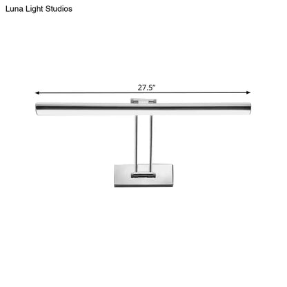 Modern chrome stainless steel linear vanity fixture with sleek rectangular design and 27.5 inch length