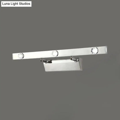 Modern chrome wall light with three adjustable stainless steel shade spotlights for bathroom use