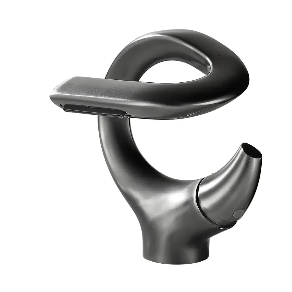 Modern chrome waterfall bathroom faucet single hole single handle mixer tap with sleek matte black curved design for cold water control