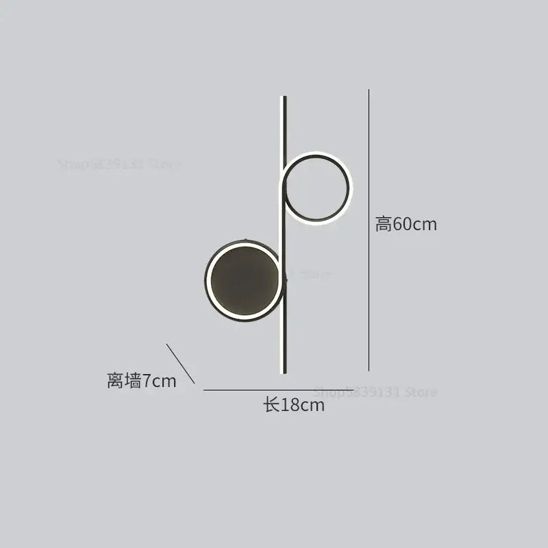 Modern circle straight bar wall lamp with two metallic circular shades for bedroom and living room decorbites circle straight