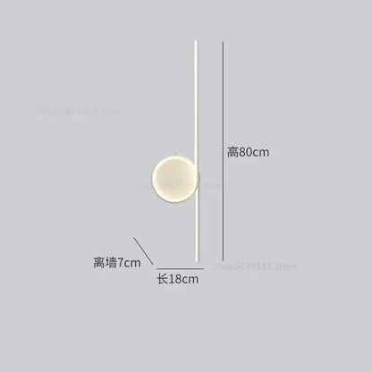 Minimalist white wall lamp decorbites circle straight with frosted glass shade for bedroom and living room decor