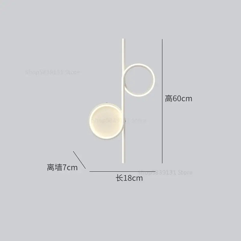 Modern circle straight bar wall lamp with sleek white metal frame and two warm glass shades for bedroom and living room decorbites circle straight
