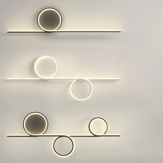 Modern circle straight bar wall lamp with sleek metallic frame and circular led lights for bedroom and living room decorbites circle straight