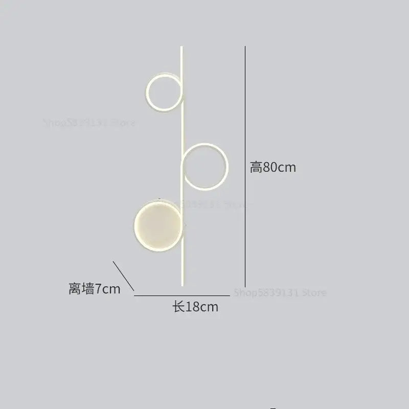 Modern circle straight bar wall lamp with three warm white led fixtures on a slim metallic frame for bedroom decorbites circle straight