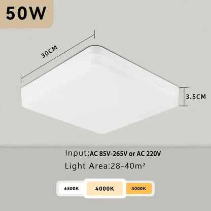 Modern circular black and white led ceiling light with sleek white square fixture 30cm by 3.5cm decorbites led ceiling