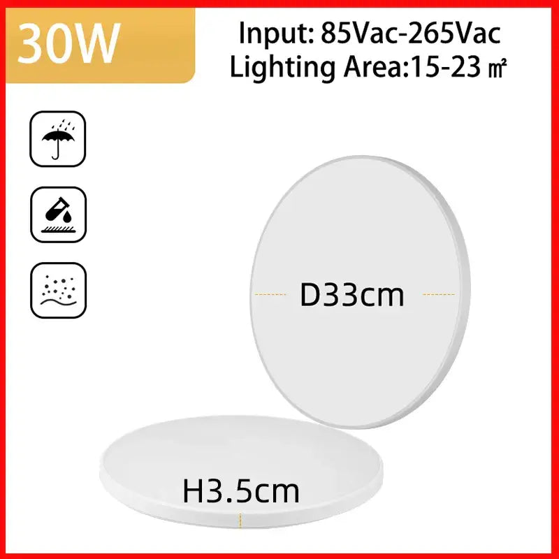 Modern circular black and white led ceiling light 30w with 33cm diameter for areas up to 23 sqm by decorbites led ceiling
