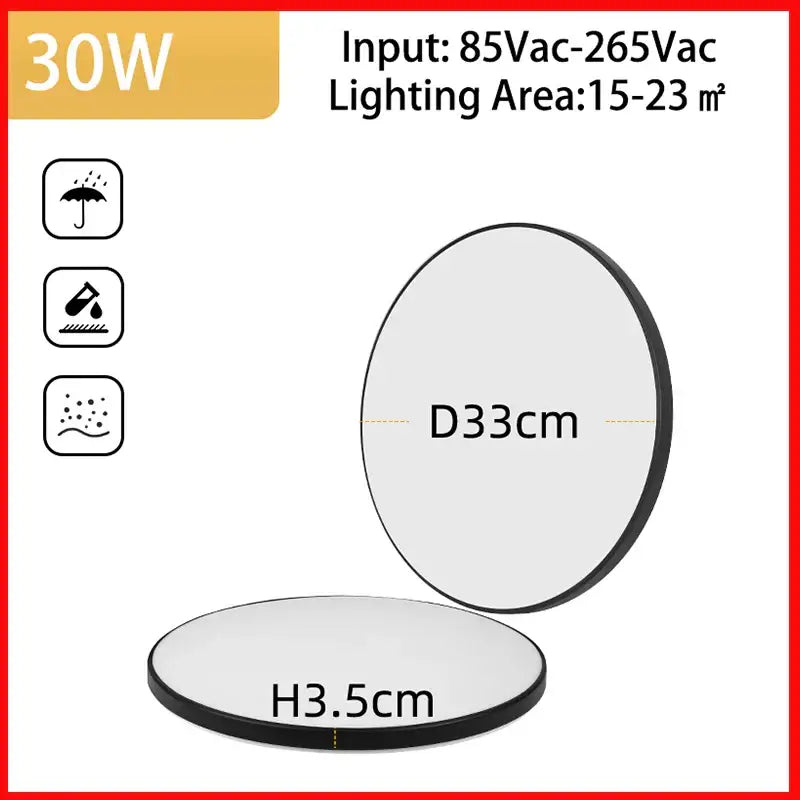 Modern circular black and white 30w decorbites led ceiling light 33cm diameter for indoor outdoor use up to 23 sqm