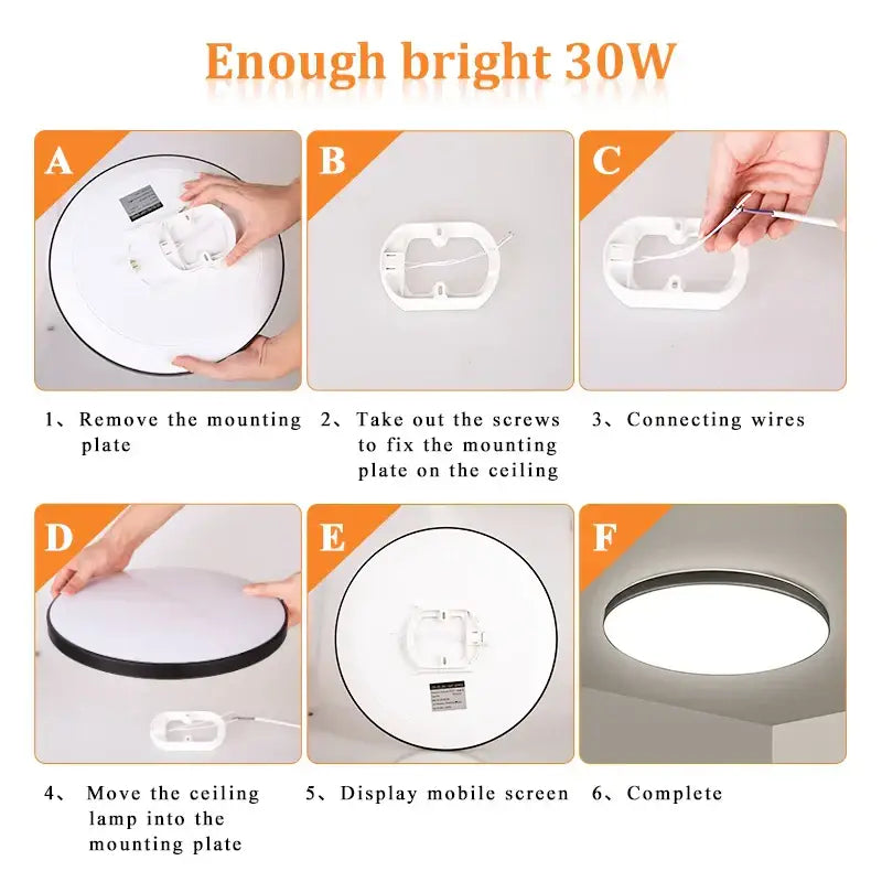 Modern circular black and white led ceiling light with 30w brightness for bathroom decorbites led ceiling fixture