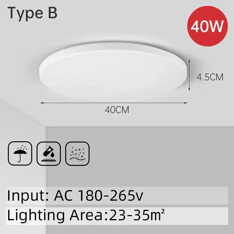 Modern circular black and white decorbites led ceiling light with sleek design and 40w power output for bathroom use