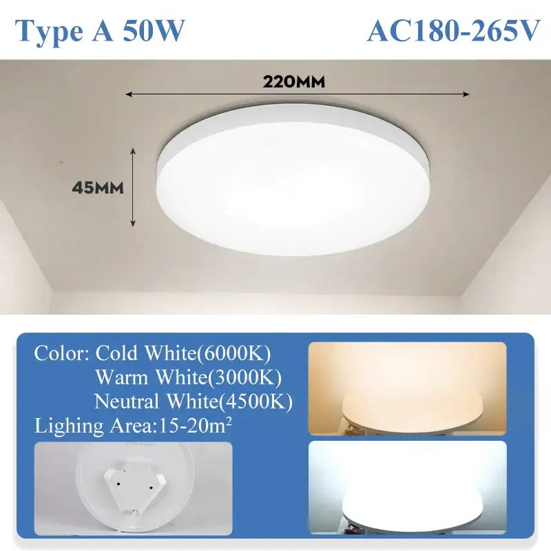 Modern circular black and white led ceiling light with sleek design and cold warm or neutral white color options for decorbites ceiling light