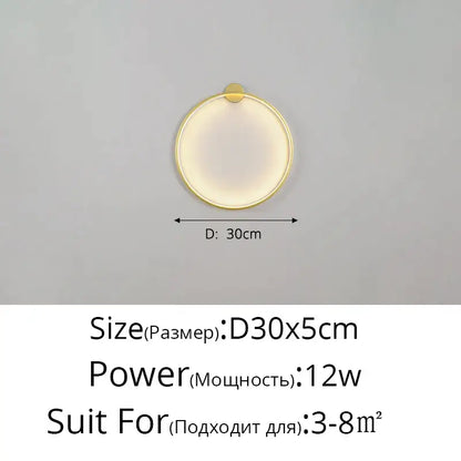 Modern circular black led wall lights with gold-toned frame and warm white illumination for living room decorbites led wall lights