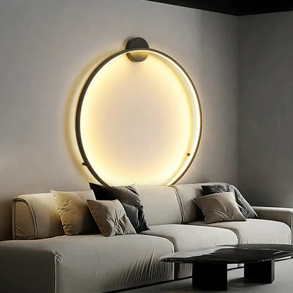 Modern circular black led wall lights with sleek frame and warm glowing light for living room decorbites led wall lighting