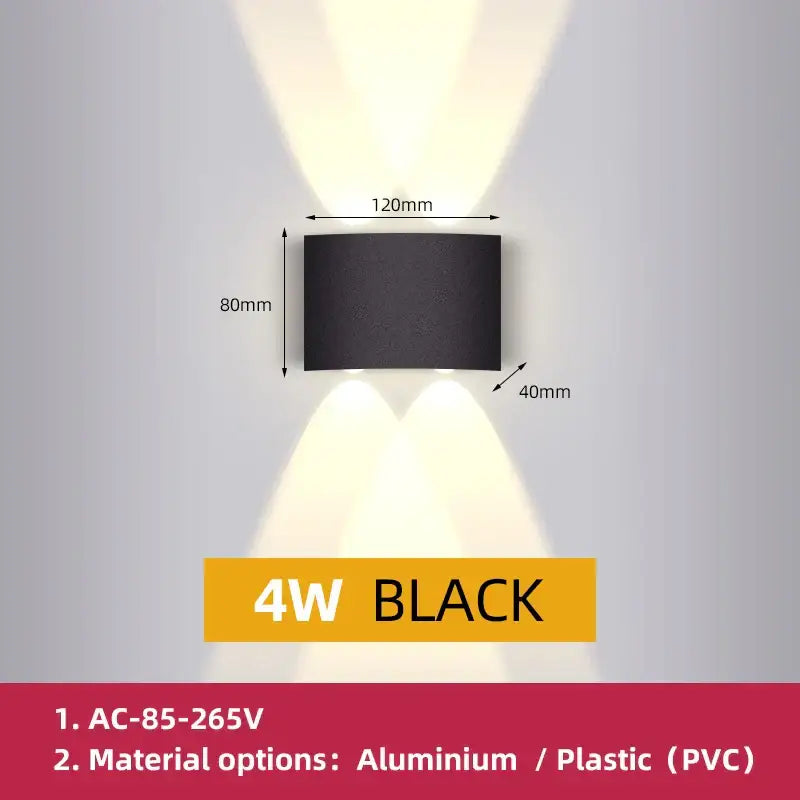 Modern circular black solar led wall light with sleek rectangular design and dual-directional lighting for exterior decorbites wall light