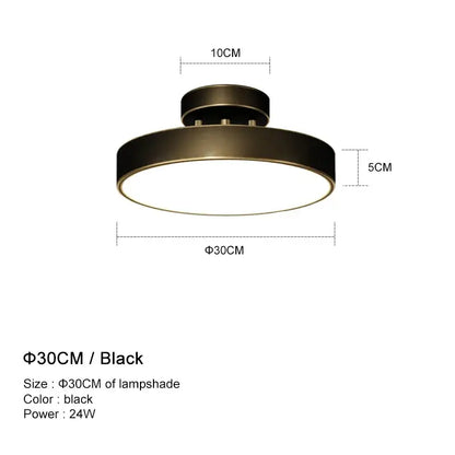 Modern circular brass led ceiling chandelier with black matte finish and 30cm diameter from decorbites brass led collection