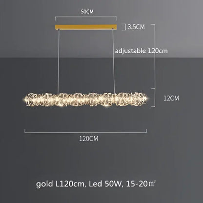 Gold-colored modern circular textured crystal chandelier pendant light with adjustable hanging length for living room decorbites dimmable crystal