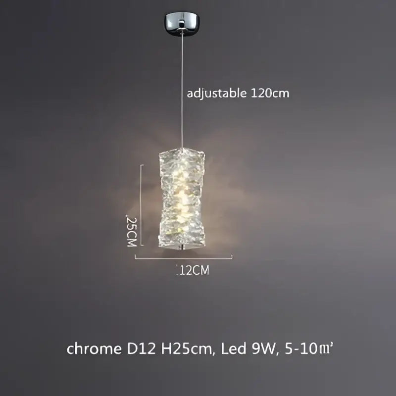 Modern circular textured crystal chandelier pendant light with chrome finish and adjustable 120cm hanging length for living room decorbites dimmable crystal