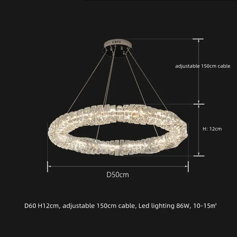 Modern circular textured crystal chandelier pendant light with dimmable led design and adjustable 150cm cable for living room decorbites dimmable crystal
