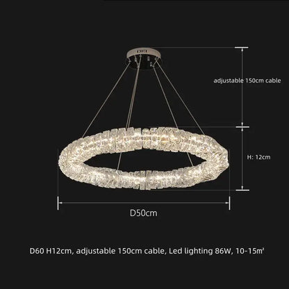 Modern circular textured crystal chandelier pendant light with dimmable led design and adjustable 150cm cable for living room decorbites dimmable crystal