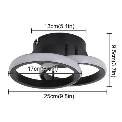 Modern circular white and black acrylic led ceiling light with sleek overlapping ring design for bedroom decorbites acrylic led