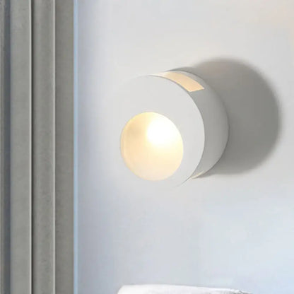 Modern circular white wall sconce lamp with warm glowing bulb for living room 220v-240v 110v-120v led light fixture