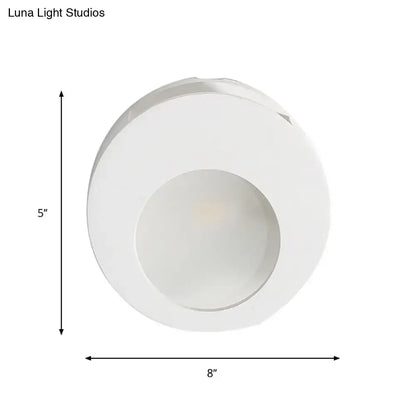 Modern circular white wall sconce lamp with frosted glass diffuser for living room 220v-240v 110v-120v use