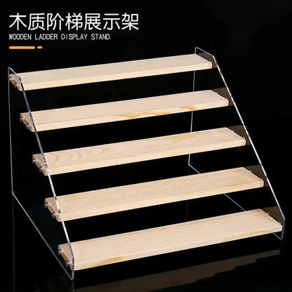 Modern clear acrylic and wood makeup organizer display with five light wood shelves for bedroom storage decorbites acrylic makeup