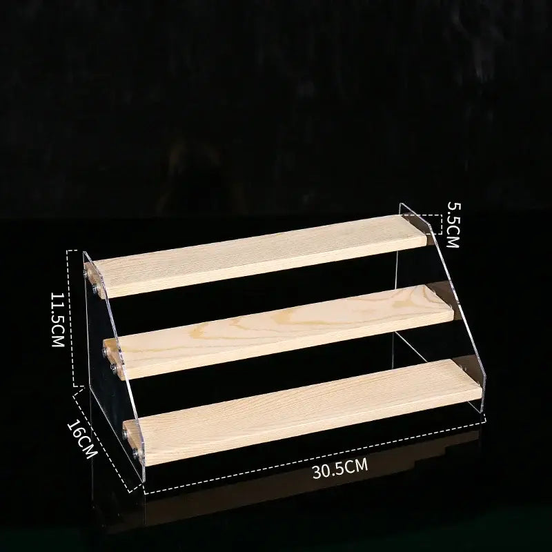 Three-tiered wood and clear acrylic makeup organizer display for bedroom storage decorbites acrylic makeup organizer