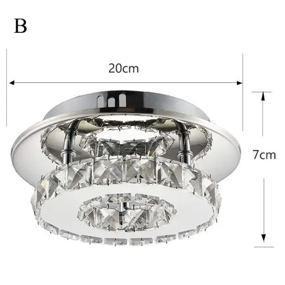 Modern chrome-finished decorbites crystal led ceiling lights with clear and amber faceted rings for living room decor
