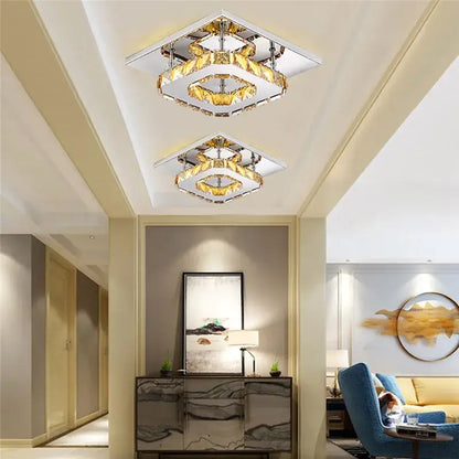 Modern square ceiling lights with gold and clear crystal accents for living room decorbites crystal led ceiling fixture