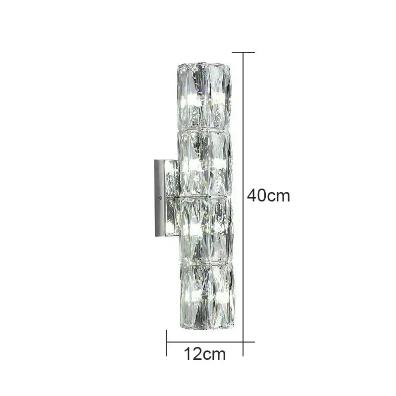 Modern clear faceted crystal wall lamp with stacked segments and silver bracket for luxury decorbites crystal high-end living room
