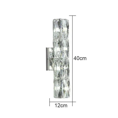 Modern clear faceted crystal wall lamp with stacked segments and silver bracket for luxury decorbites crystal high-end living room