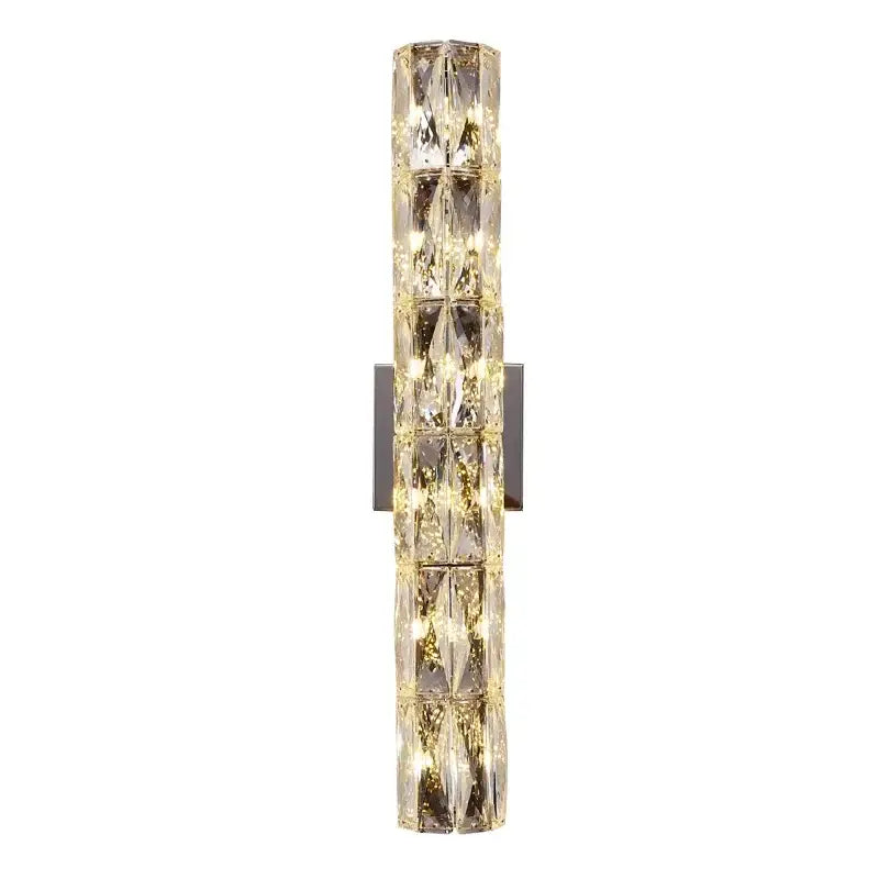 Modern clear faceted crystal wall lamp with chrome bracket by decorbites crystal for luxury living room decorbites crystal high-end