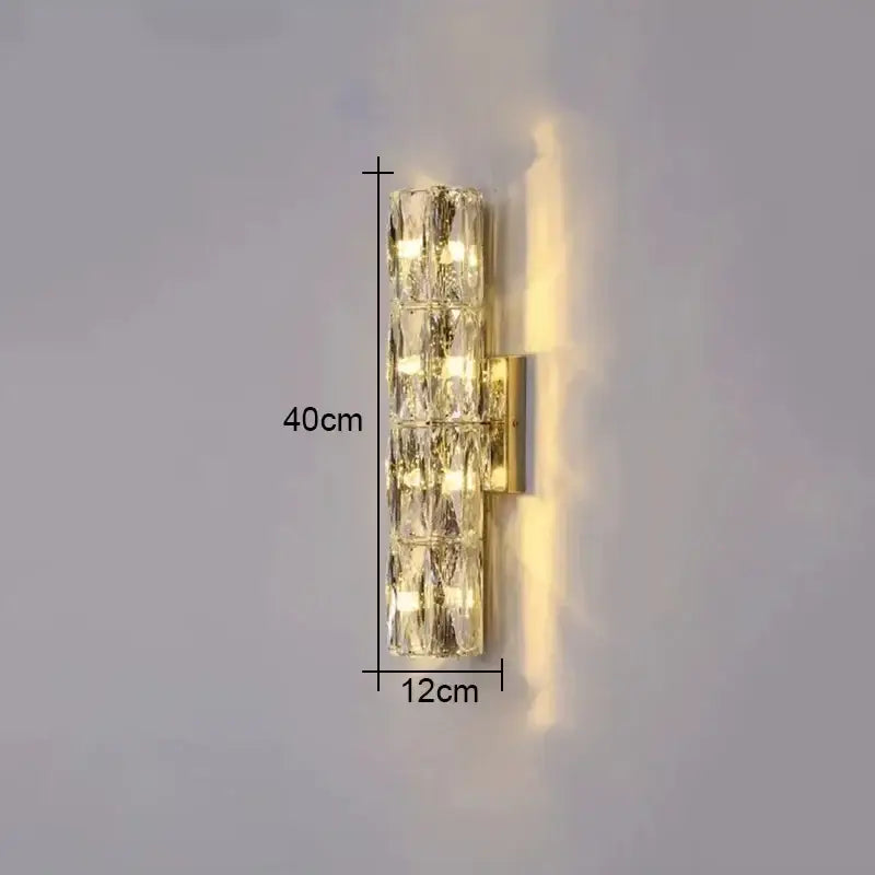 Modern clear faceted crystal wall lamp with decorbites crystal high-end gold-toned metal for luxury living room decor
