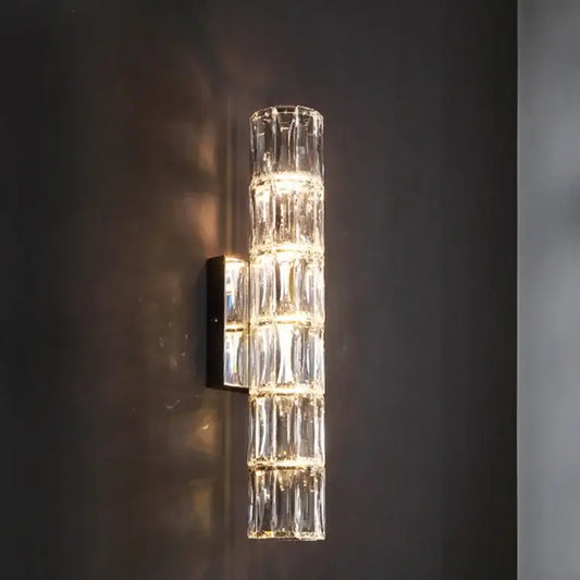 Modern clear faceted crystal wall lamp by decorbites crystal high-end for luxury living room wall lamp decorbites crystal